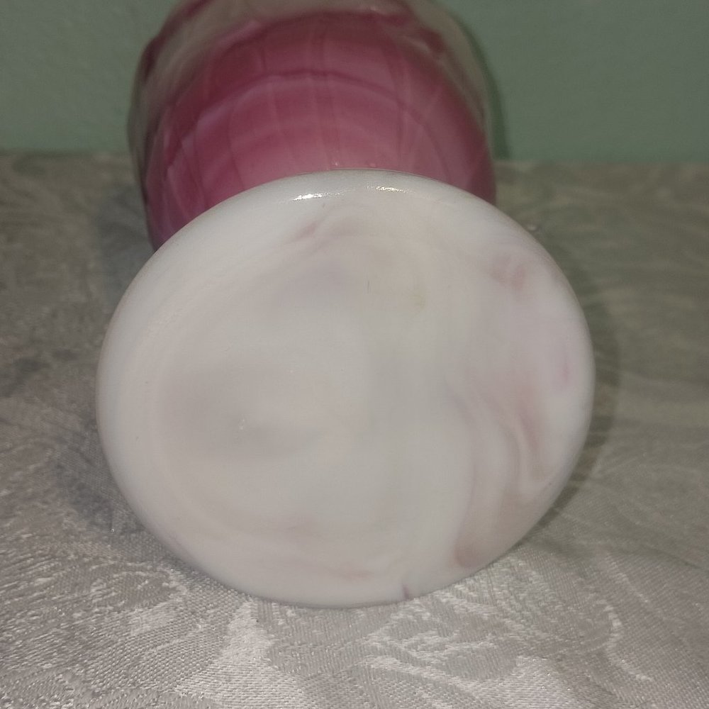 Vintage L.E. Smith Pink Slag Glass Pheasant Vase - Picture 6 of 8